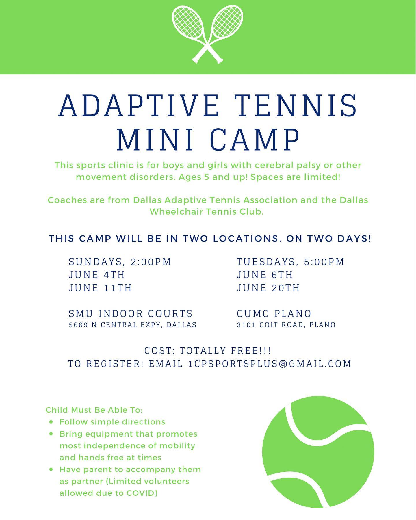 Dallas Adaptive Mini Tennis Camps Texas Regional Para Sports